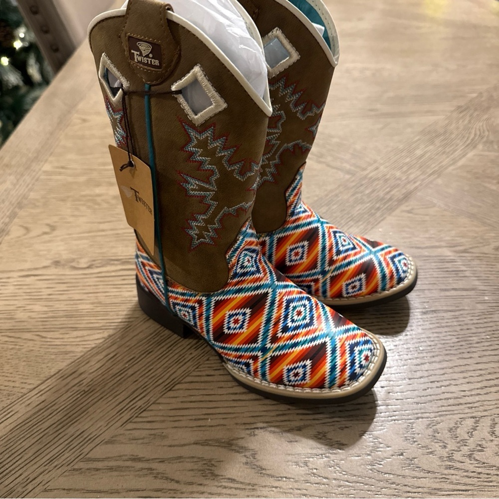 Twister Western Boots Girls Brynlee Round Toe Size 11 Brown 4418202